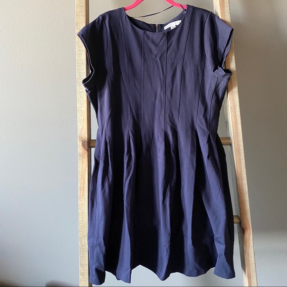 Navy Larry Levine Fit & Flare Ponte Dress - Picture 2 of 3